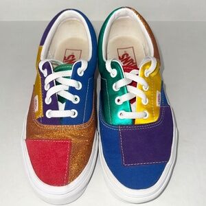 VANS Era Pride Patchwork Multi-Color Lace-Up Sneakers - Size:Men 6.0, Women 7.5